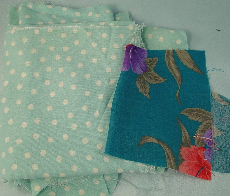 Vintage Scrap Fabric Lot Cotton Polyester Rayon Blends Two Pounds