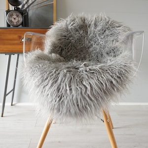 Genuine Single Mongolian Sheepskin Rug | Sheepskin Throw | Shaggy Rug | Real Sheepskin Rug | Scandinavian Sheepskin Rug | Rare Long Wool Rug