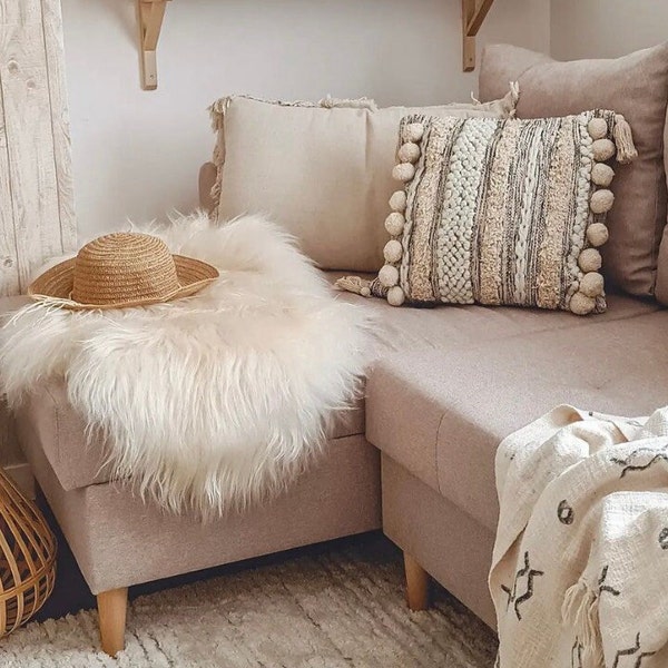 Real Icelandic Sheepskin Rug: Natural White Long Wool, Elegant Home Decor (47" x 29")