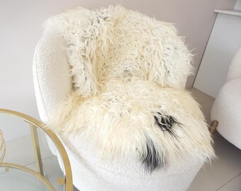 Tappeto/plaid lungo in vera pelle di pecora islandese, stile nordico (109 x 79 cm)