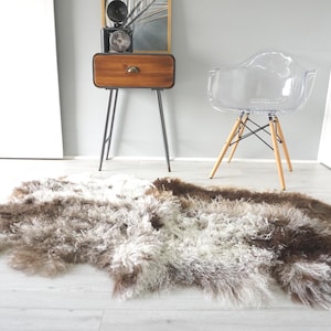 Genuine Quad Mongolian Tibetan Real Sheepskin Rug | Natural Curly Wool Throw | Luxurious Gift for Home Sofa or Bedroom Decor | Fluffy Pelt