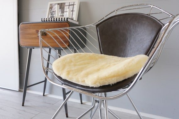Cuscino per sedia in vera pelle di pecora / Copertura per sedia da pranzo /  Copertura per sedia