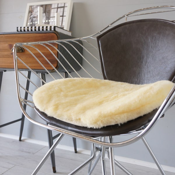 Coussin de chaise en peau de mouton véritable | Housse de chaise à manger | Housse de chaise moderne | Coussin de chaise de bureau | Coussins de siège en peau de mouton | Coussin de siège