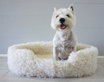 Genuine Sheepskin Large Oval Pet Bed | Wool Dog Bed | Puppies | Cat Bed | Wool Pet Bed | Wool Sheepskin Pet Supplies | Dog Lover Gift