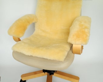 Genuine Medical Sheepskin Office Chair Cushion & Armrest Set