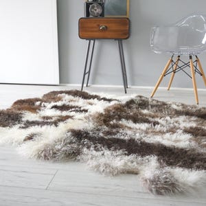 Genuine Sexto Mongolian Tibetan Real Sheepskin Rug | Natural Curly Wool Throw | Luxurious Gift for Home Sofa or Bedroom Decor | Fluffy Pelt