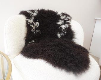 Tappeto in pelle di pecora mongola: coperta in vera lana riccia - 99 x 58 cm