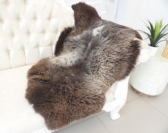 Autentico tappeto singolo in vera pelle di pecora Herdwick naturale / Plaid in lana super morbido / Regalo di lusso per l'arredamento di casa, divano o camera da letto / Pelliccia soffice