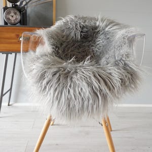 Genuine Single Mongolian Sheepskin Rug | Sheepskin Throw | Shaggy Rug | Real Sheepskin Rug | Scandinavian Sheepskin Rug | Rare Long Wool Rug