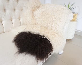 Autentico tappeto in pelle di pecora islandese / Morbido plaid in lana riccia e folta / Tappeto decorativo in vera pelliccia / Decorazione nordica fatta a mano / Lusso in stile scandinavo