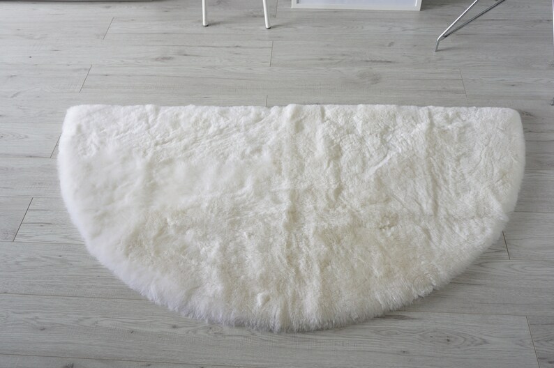 Genuine Natural Half Moon Round Shape Sheepskin Rug Short Etsy