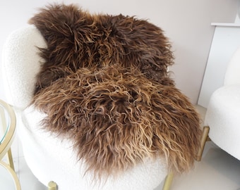Autentico tappeto in pelle di pecora islandese / Morbido plaid in lana a pelo lungo / Tappeto decorativo in vera pelliccia / Decorazione nordica fatta a mano / Lusso in stile scandinavo