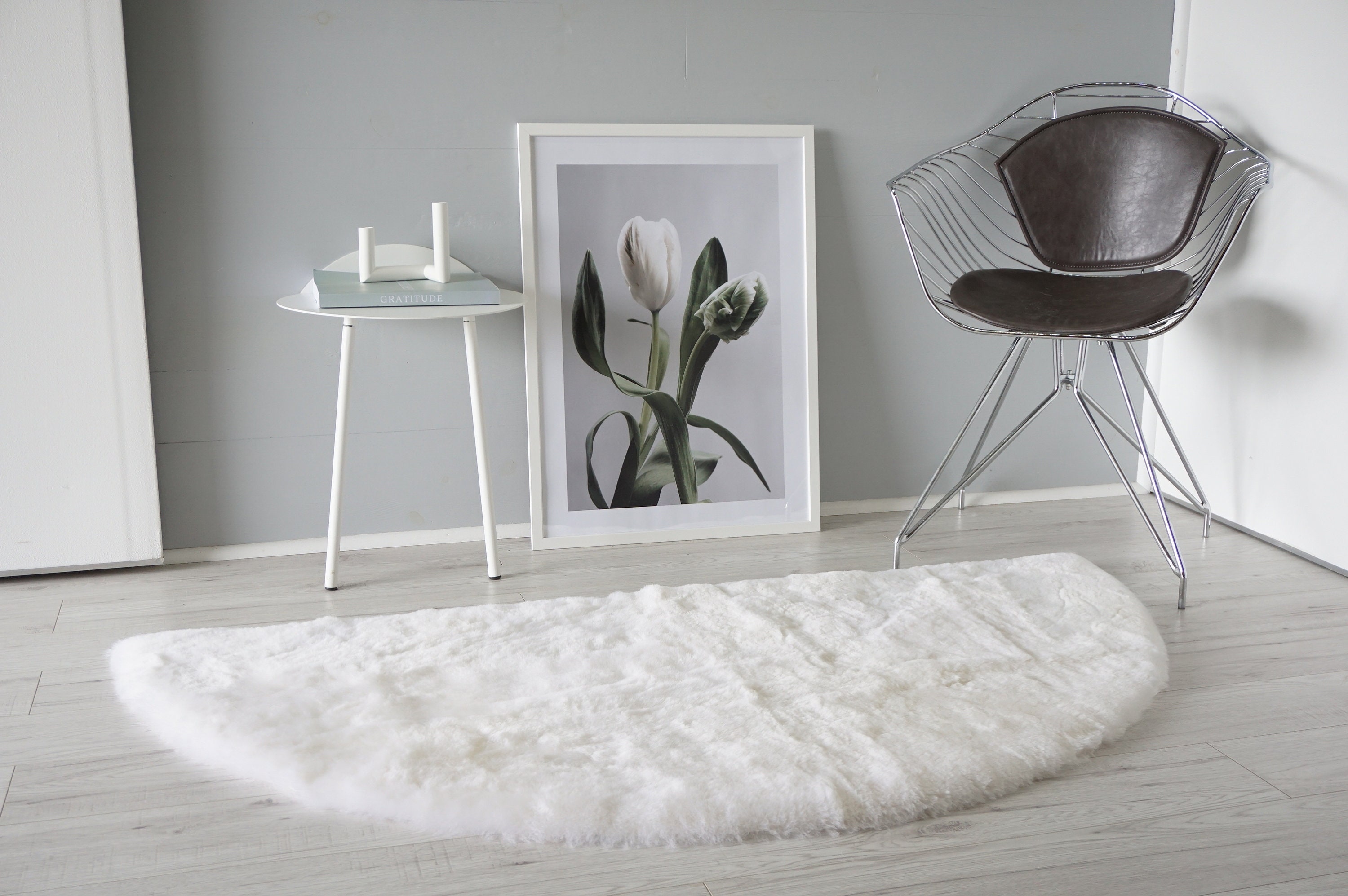 Round Sheepskin Rug In Living Room