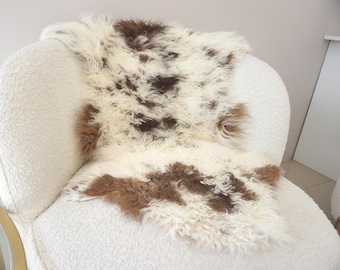 Tappeto in pelle di pecora mongola: coperta in vera lana riccia - 99,4 cm x 50,4 cm