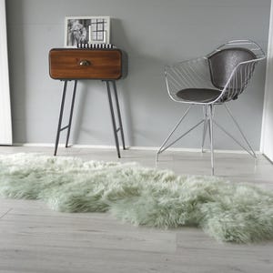 Genuine Australian Double Sheepskin Rug |  Sheepskin Hide | Extremely Soft Wool Rug | Ethically Sourced | Pale Green | Mint DAR1