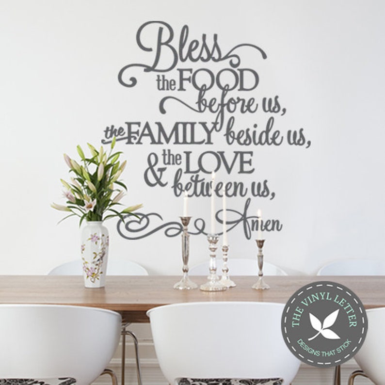 Bless The Food Before Us Family Beside Us Love Between Us Fancy Vinyl Wall Kitchen Decal Sticker