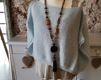Kurzpullover, Poncho, gestrickt, crop