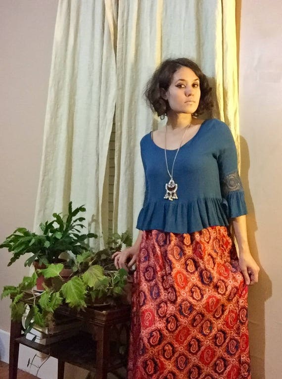 1970's Paisley Maxi Skirt