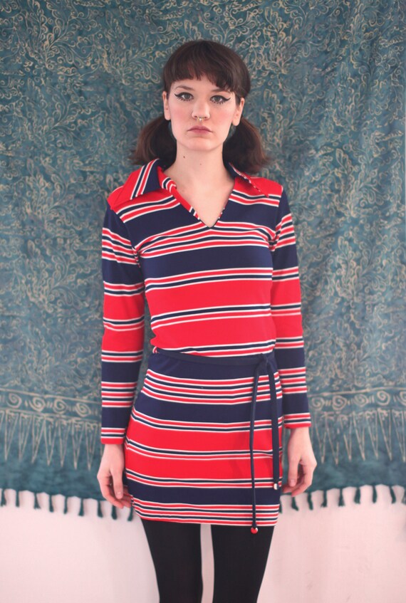 70's Mod Striped Mini Dress