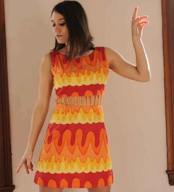 Psychedelic 60's Vintage Cage Mini Dress