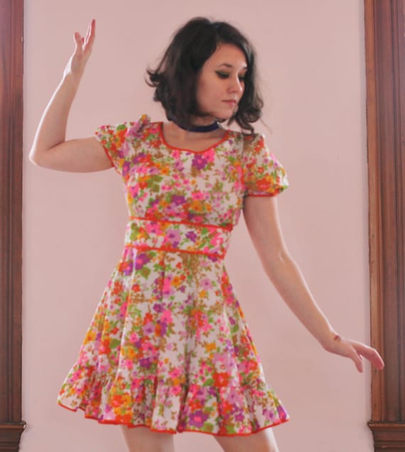 60's Flower Mini Dress