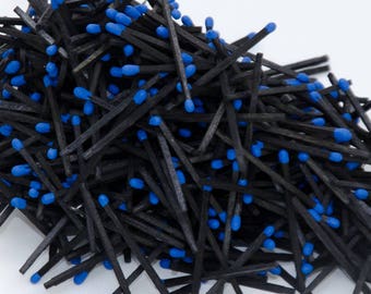 1.85" Black stick wooden matches with Royal blue color tips for home decor, wedding favors, crafts, design, matchbox filling