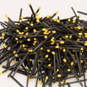 1.85" Black stick wooden matches with yellow color tips for home decor, wedding favors, crafts, design, matchbox filling