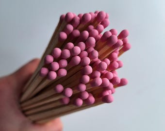 Pink Tip Fireplace Matches: 100 Wooden Matchsticks for Crafts & Decor