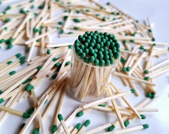 1.75" Green Tip Matches: Aspen Wood Craft Supplies, Wedding Decor (500 Count)