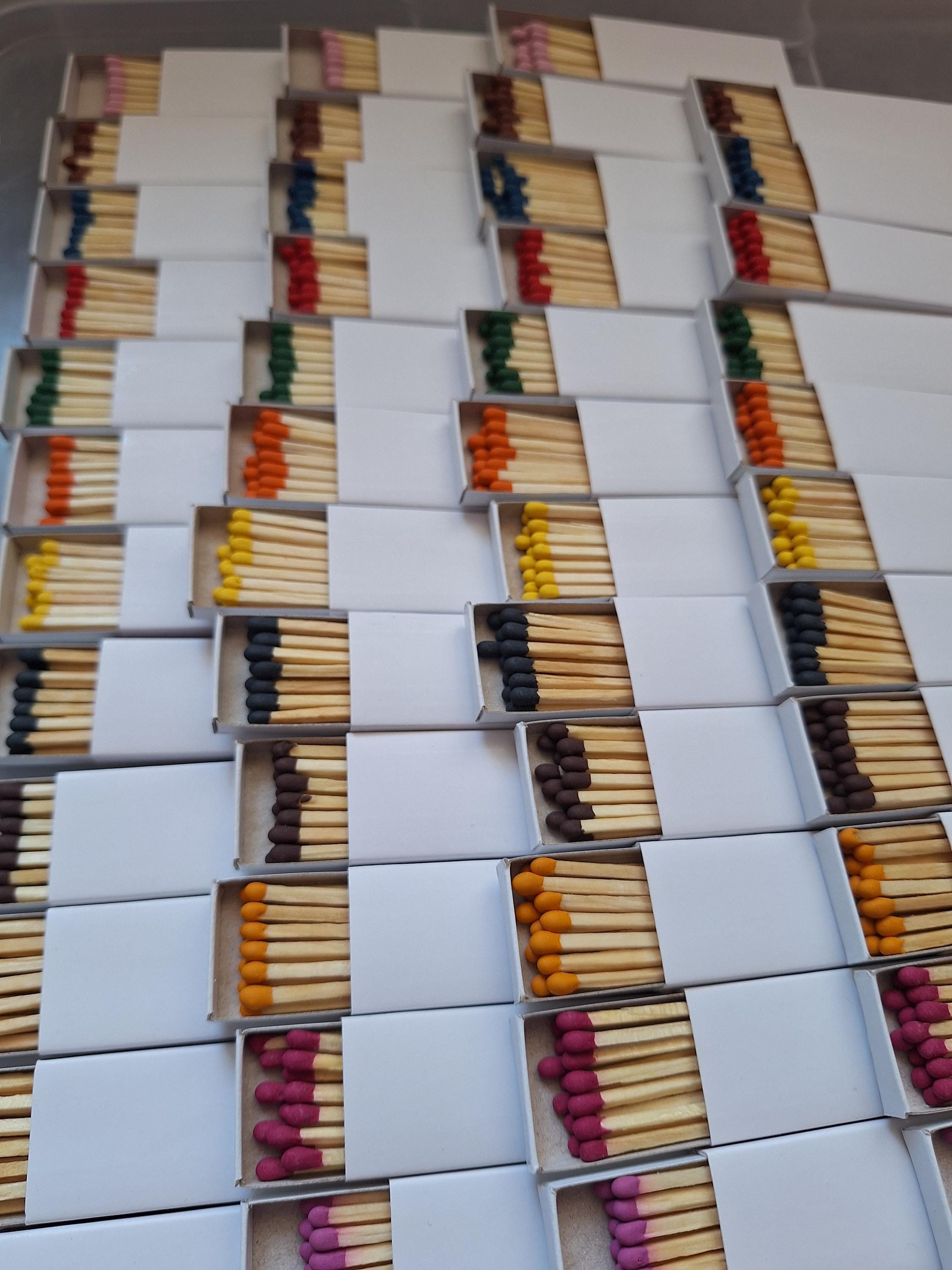 25 White Matchboxes With Assorted Color Matches - Etsy Australia