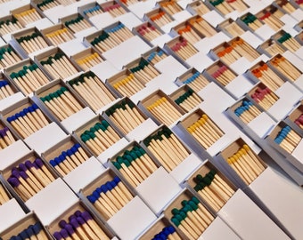 25 White Matchboxes with Assorted Color Matches