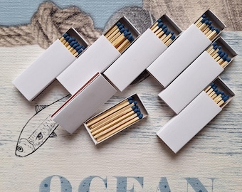 Plain White Matchboxes with Navy Blue Head Matches (2.2 inch)
