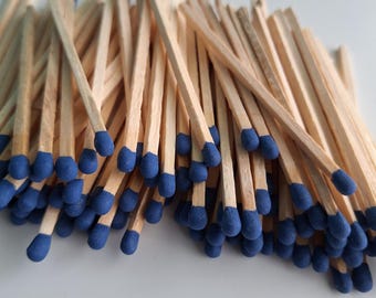 Navy Blue Tip Wooden Matches: 3.4" Long Craft Supplies