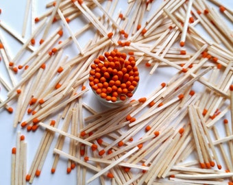 Orange Tip Matches: 500 Wooden Matchsticks for Crafts & Decor
