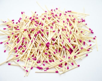 1.85" Magenta Pink tip 500 wooden matchsticks for home decor, wedding favors, crafts, design, matchbox filling