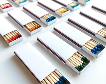 Tiny White Matchboxes with Colorful Heads (2.2 inch)