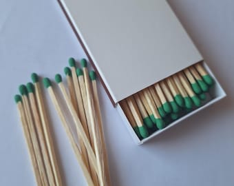 4.33" Plain White Matchbox with Wooden Matches, green heads: DIY Craft Supply
