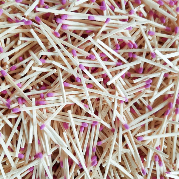 1.85" Barbie Pink tip 500 wooden matches for home decor, wedding favors, crafts, design, matchbox filling, matchsticks bulk