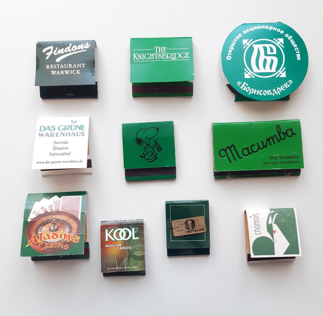Vintage Matchbooks, Set of Green Color Etsy