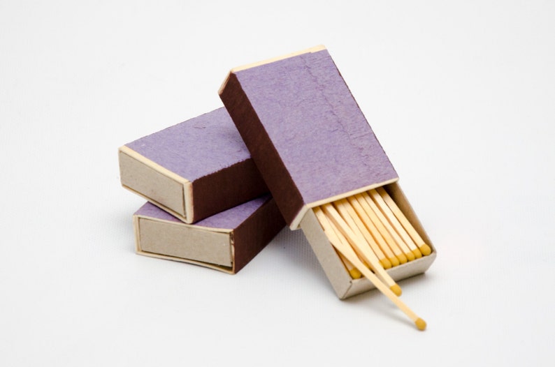 Three matchboxes wooden matches with yellow heads inside Etsy