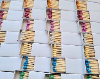 25 White Matchboxes with Assorted Color Matches