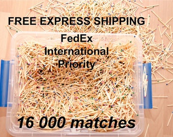 EXPRESS SHIPPING: 16 000 wooden matchsticks, 1.85" Mixed color tips for home decor, wedding favors, crafts, design, matchbox filling