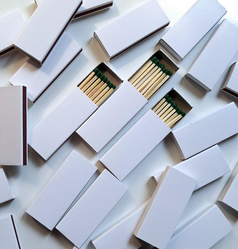 Plain White Matchboxes With Emerald Green Heads (2.2