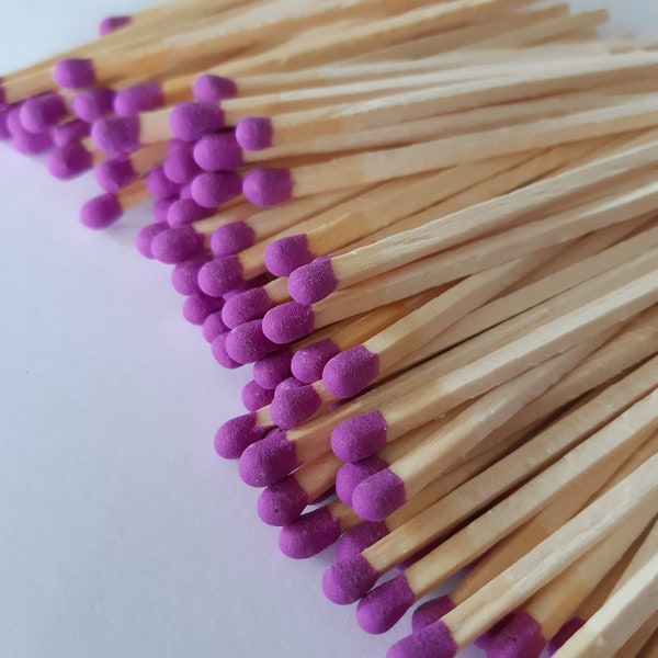 3.4" Magenta tip long wooden matches for home decor, wedding favors, crafts, design, matchbox filling, 100 matches