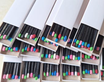 Plain White Matchboxes with Black stick/Colored Heads - Set of 25