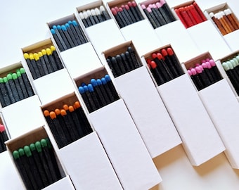 Plain White Matchboxes with Colored Heads - Set of 10