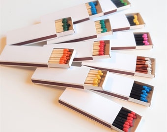 White Matchboxes with Colorful Heads - 25/50 Pack