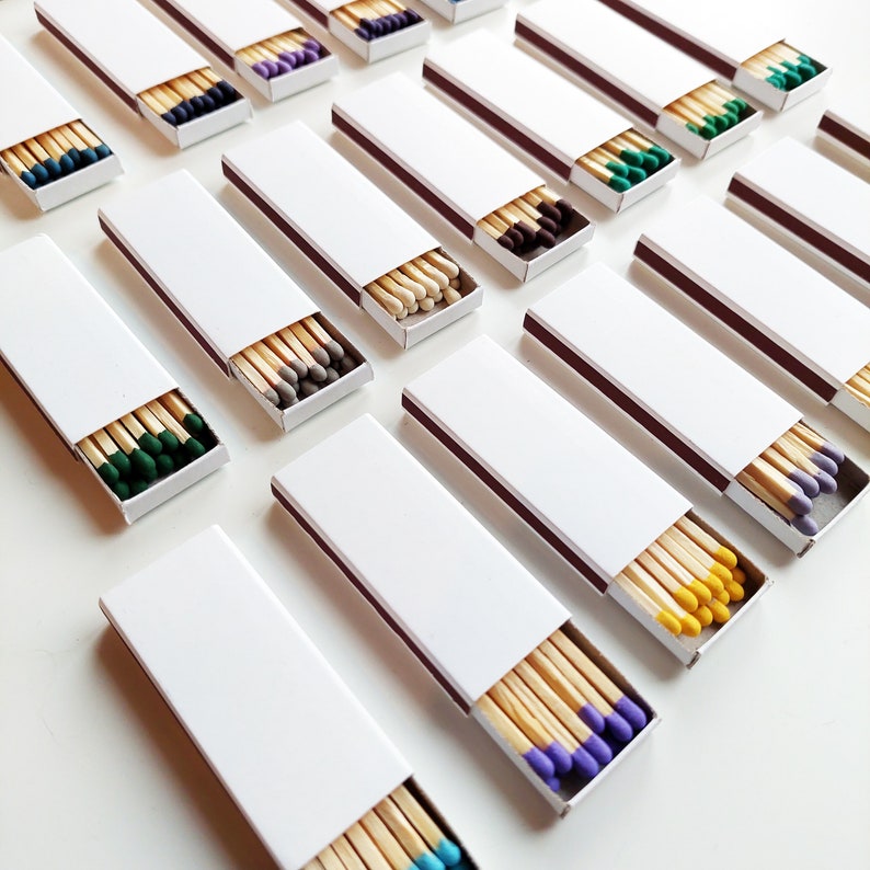 10/25/50 Plain White Tiny Matchboxes, Striker From One Side, Wooden