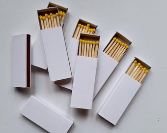 Plain White Matchboxes with Yellow Head Matches (2.2 inch)