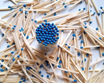 Sky Blue Tip Matchsticks: 500 Aspen Wood Matches for Crafts & Decor